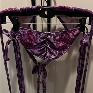 Purple snakeskin type print holographic rave bikini
